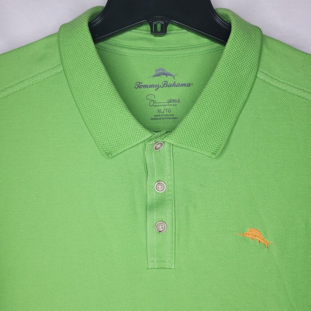 Tommy Bahama Polo Shirt Mens XL Green Supima Cotton Short Sleeve